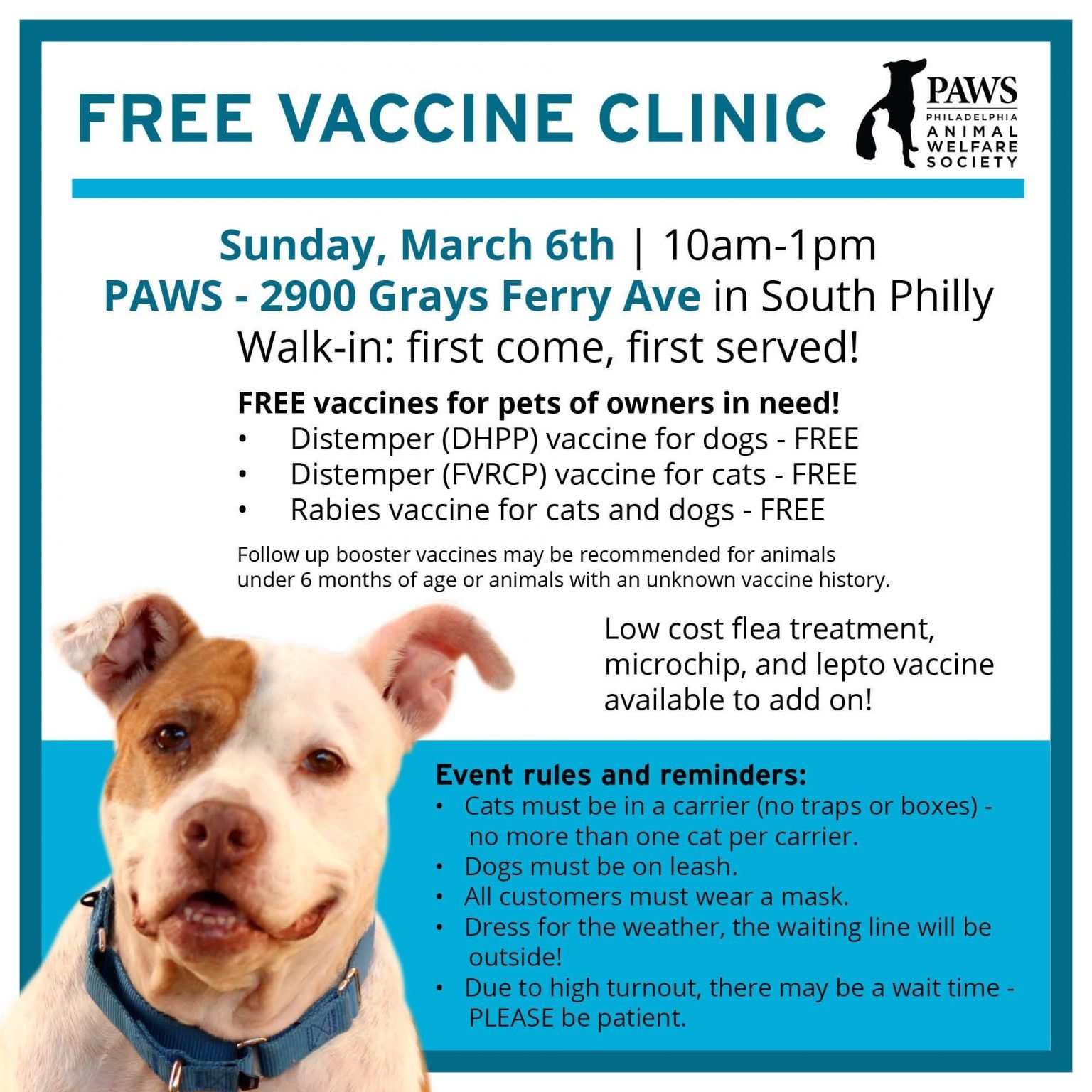 Paws best sale vaccine clinic